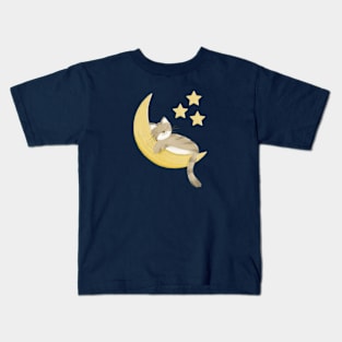 Sleeping cat and moon Kids T-Shirt